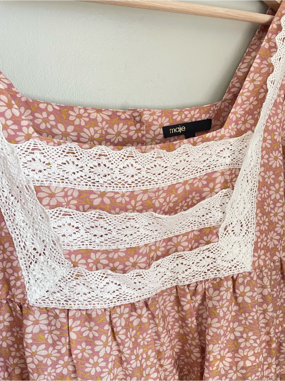 Maje Radola Floral Print Linen Blend Mini Dress Eu 36 Size S Cottagecore Prairie - Picture 7 of 16